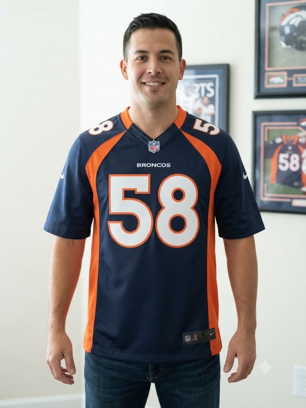 Nike Denver Broncos Navy & Orange #58 Football Jersey